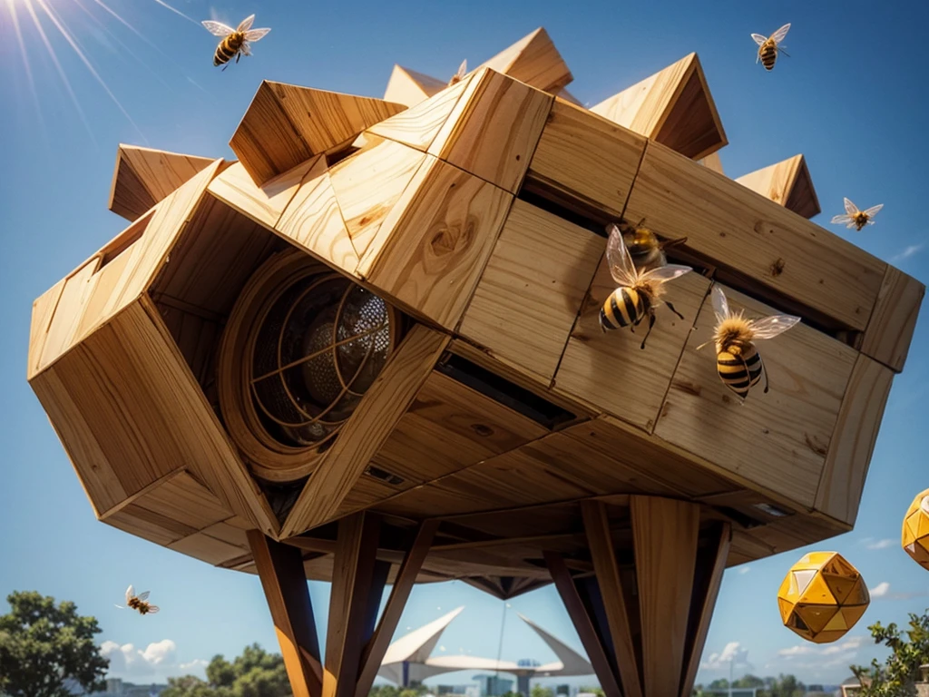 Honeybees build giant geometric structures