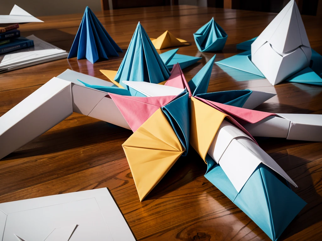 Girls create giant geometric shapes with origami