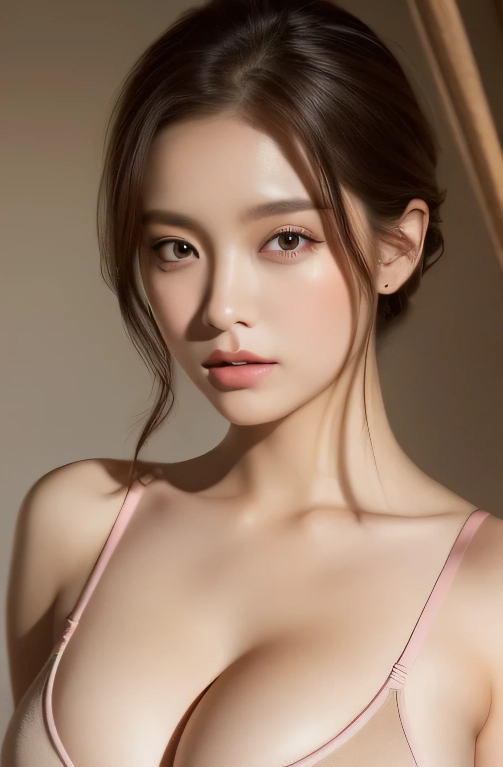 master piece、​master piece、quality、quality、Upper body、breast enhancement、sports bra、pretty big breasts、Pink nipples and upturned breasts、realistic、unified、8k wallpaper、official art、unified8K墙 、Ulzzang-6500、(original: 1.2)、(realistic: 1.4)、super detailed、High resolution、super detailed,Gorgeous, finely, cinematic lighting, , (Brown|brunette:1.4), medium hair, (real looking skin:1.2), (light Brown-skinned:1.2),