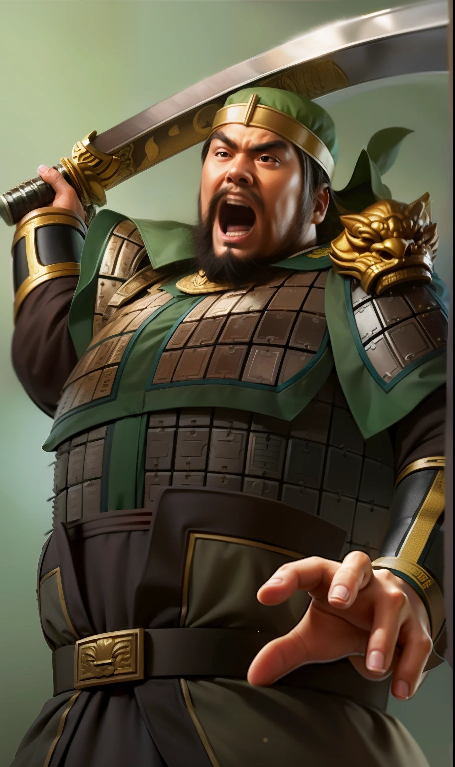 Close-up of a man holding a sword, Guan yu, bian lian, Inspired by Li Kan, Inspired by Huang Ding, Inspired by Huang Shen, hua cheng, liang xing, Inspired by Hu Zaobin, feng shu, pan ren wei, Yang Qi, jinyiwei, Inspired by Wu Bin, inspired by Li Gonglin