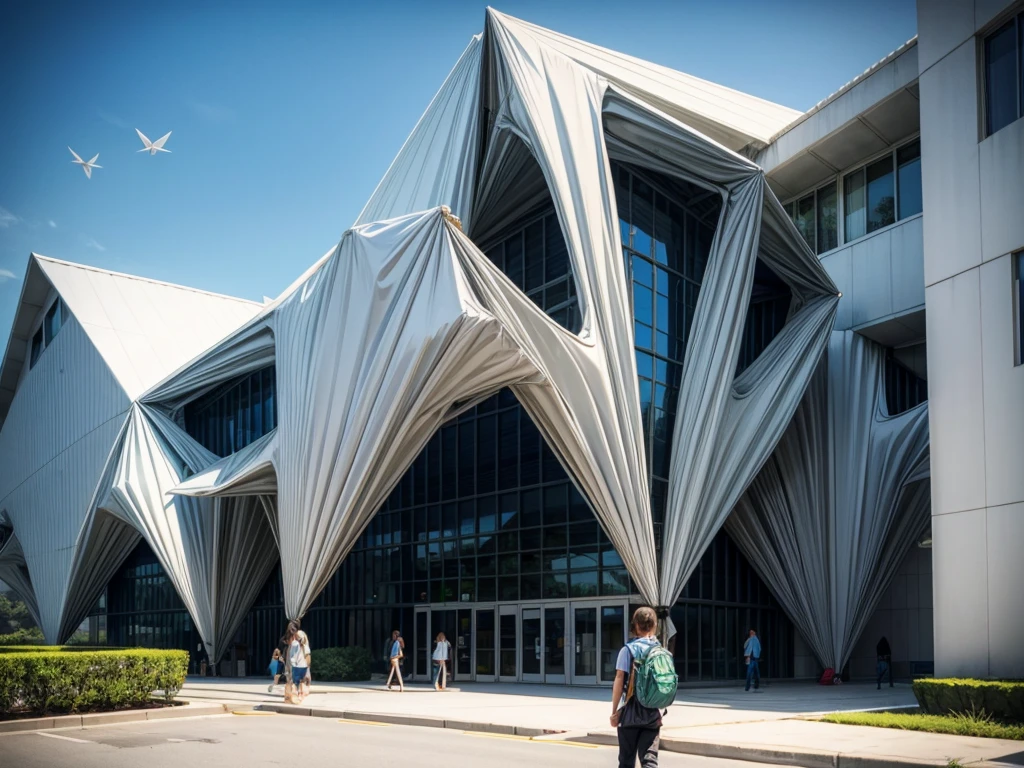 Huge geometrical structure made from origami、Something bigger than a school building