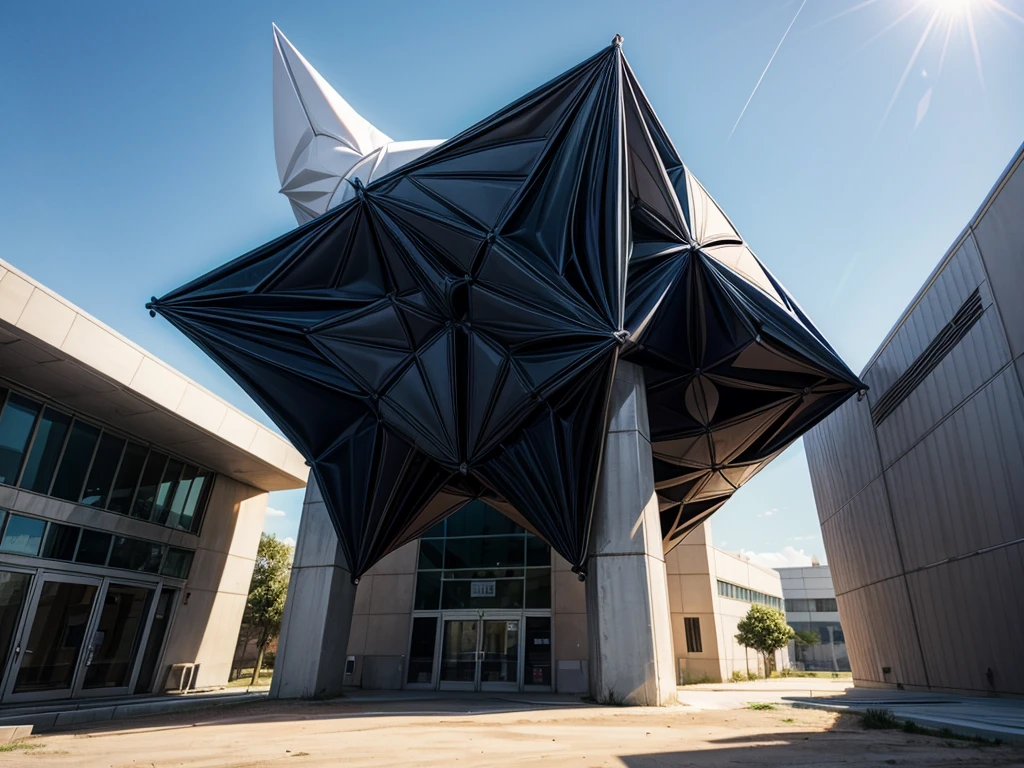 Huge geometrical structure made from origami、Something bigger than a school building