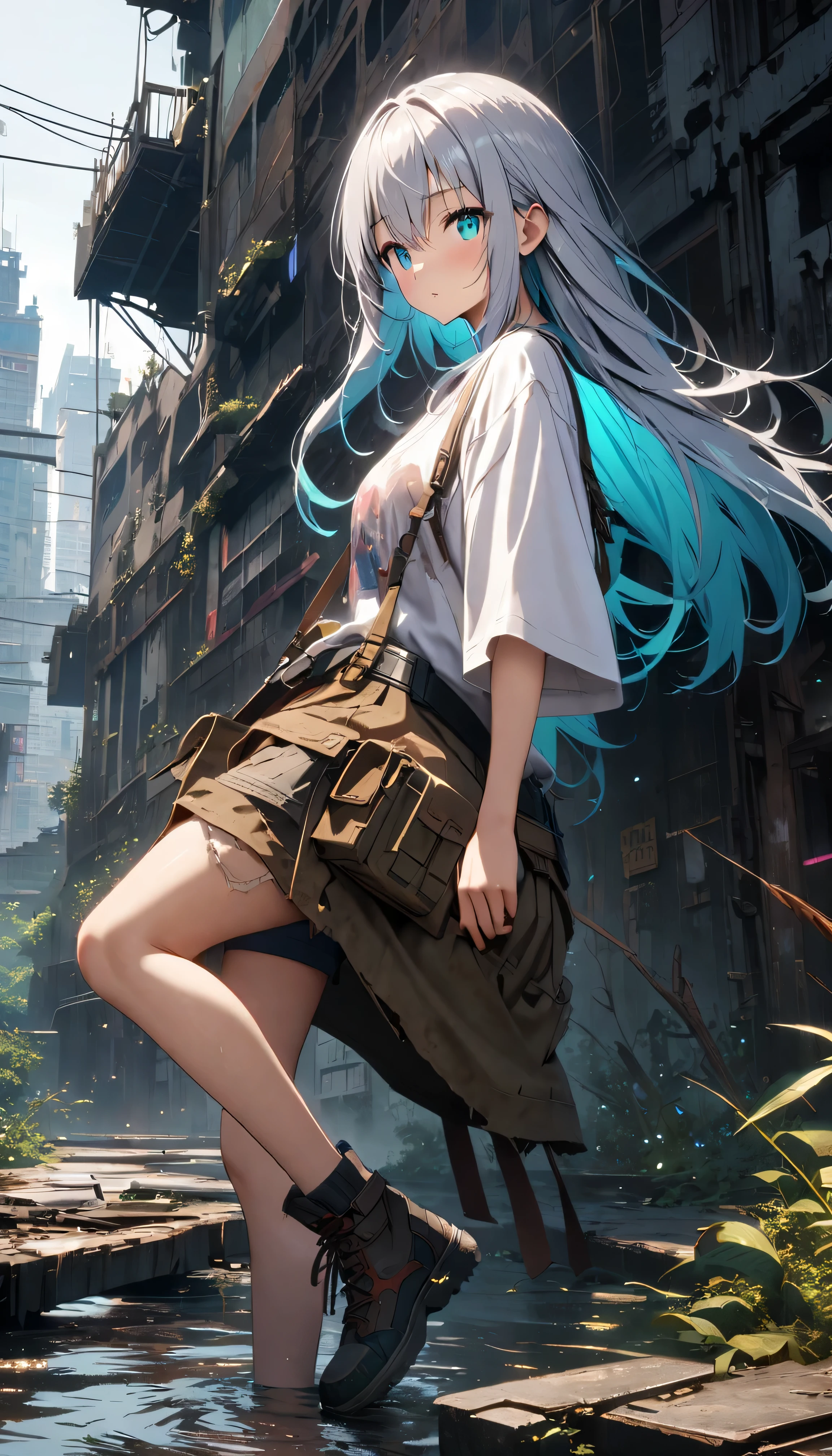 a woman with blue hair walks through a field of tall grass, epic 3d abstract emo girl, anime style 4k, beautiful digital images, Anime Art Wallpaper 4k, anime art wallpaper 4k, anime style digital art, anime art wallpaper 8k, beautiful anime works, gorgeous digital art, aenami alena style, Great digital art with details