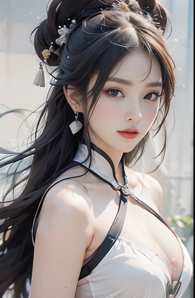 ((top quality、8K、masterpiece: 1.3))、beautiful woman、Highly detailed facial and skin textures、top quality、masterpiece、ultra high resolution,(realism:1.4),Full body hanfu
