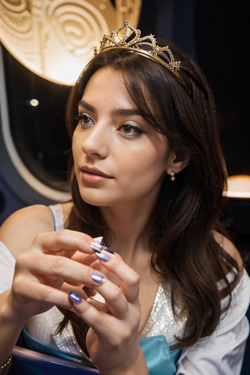 photography closeq greek queen getting her nails done on planet celestial space  