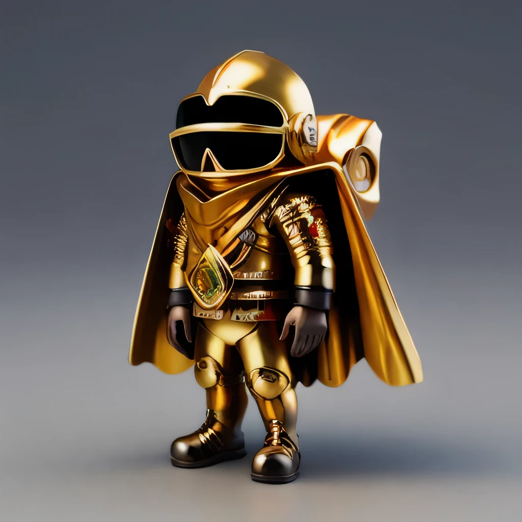 Brilliant Gold Diamond Maya Star,Copper weapons, Burlap Cape Mummy Hood Platinum Silk Cyberpunk Light Crossbow Space Station 1:90 miniatures, illustration, side view, (side view), Wear gold-rimmed reflective sunglasses, Carrying future weapons, very happy, side view, whole body, 3d, (Clay paint) octane rendering, perfect appearance, collagen(((Isometric art)))