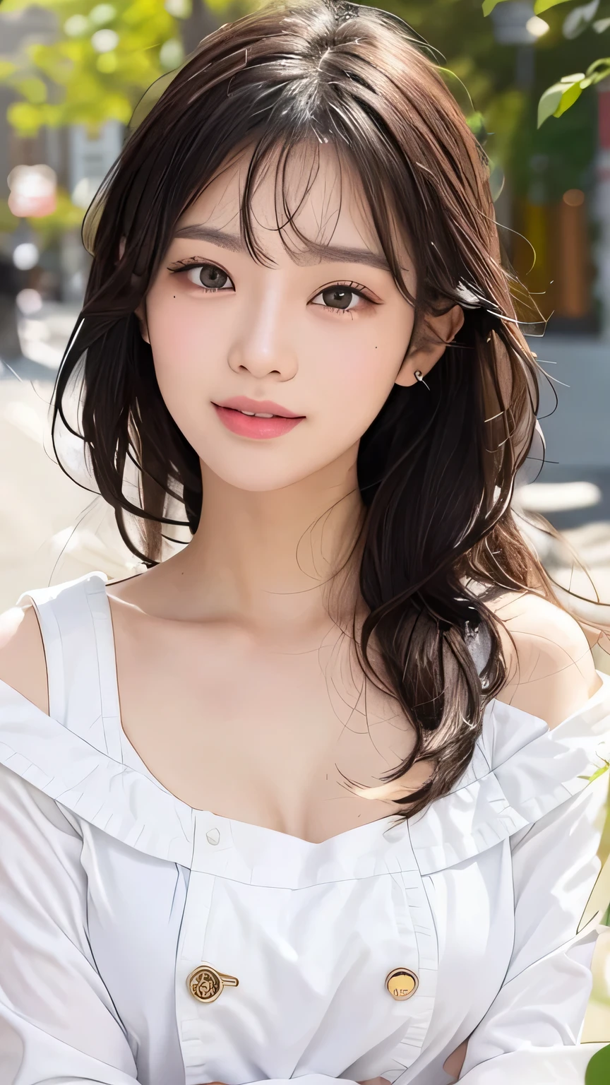 laughter、white clothes、black haired、campus