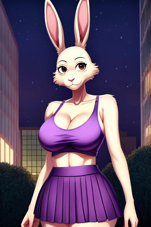 (Solo:1.2), (extremely sexual:1.2), (heavily tattooed:1.2), (rabbit furry:1.4), cute rabbit nose, gorgeous, heavy makeup, big beautiful eyes, lipstick, (rabbit tail:1.2), (brown skin:1.4), (brown fur:1.3), (red hair:1.4), (low cut floral dress:1.4), large breasts, beautiful smile, in city streets, nighttime, leaning against a railing by the river, neon lights, (masterpiece, high resolution, ultra detailed eyes, ultra realistic, beautiful lighting, 4K, 8k, highly detailed)