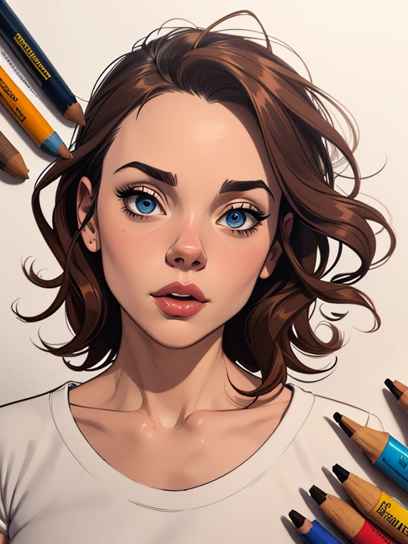 Personagem Christina Ricci omagem de desenho animado de uma mulher .cartoon style illustration, estilo de arte dos desenhos animados, estilo de arte dos desenhos animados, digital illustration style, design de personagens altamente detalhado, arte digital detalhada fofa, City fan art, Design de personagens de retrato, beautiful digital illustration, retrato de alta qualidade, Arte em quadrinhos, mulher jovem. expression of sexual desire white background