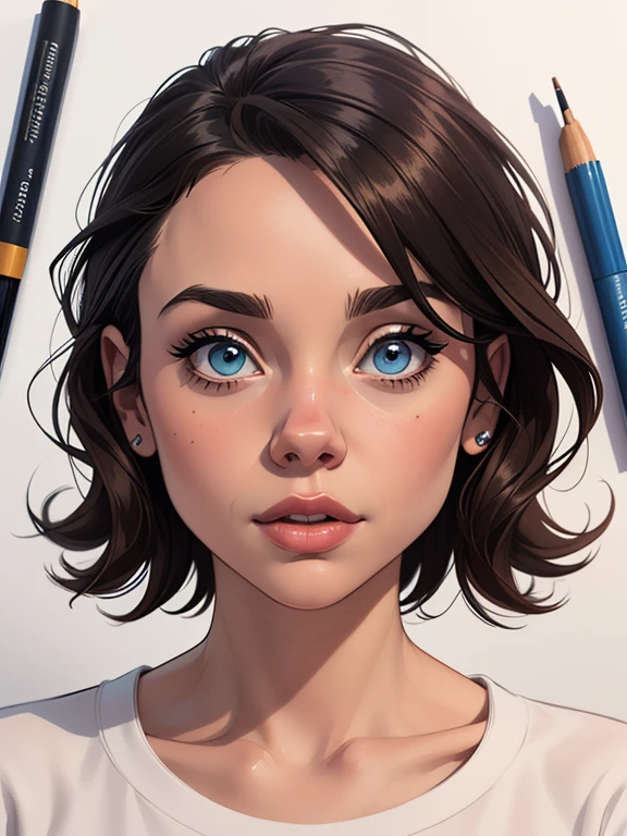 Personagem Christina Ricci omagem de desenho animado de uma mulher .cartoon style illustration, estilo de arte dos desenhos animados, estilo de arte dos desenhos animados, digital illustration style, design de personagens altamente detalhado, arte digital detalhada fofa, City fan art, Design de personagens de retrato, beautiful digital illustration, retrato de alta qualidade, Arte em quadrinhos, mulher jovem. expression of sexual desire white background