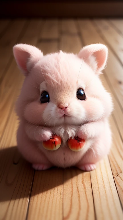 :3. Light pink baby bunny, actual, hairy, animals in clothes, apple, Bear, Teak, cherry, food, fruit, whole body, have, non-human, strawberry, tomato, watermelon