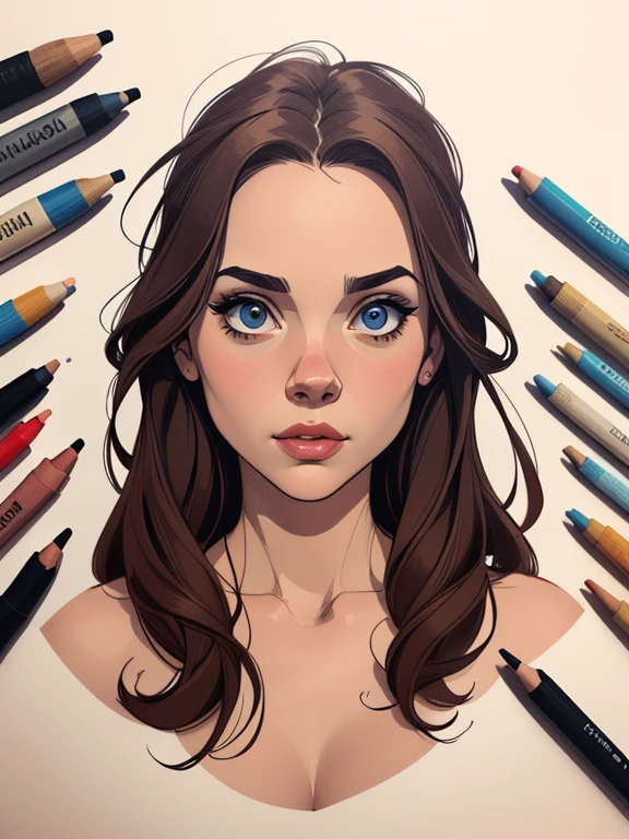Personagem Christina Ricci omagem de desenho animado de uma mulher .cartoon style illustration, estilo de arte dos desenhos animados, estilo de arte dos desenhos animados, digital illustration style, design de personagens altamente detalhado, arte digital detalhada fofa, City fan art, Design de personagens de retrato, beautiful digital illustration, retrato de alta qualidade, Arte em quadrinhos, mulher jovem.  expression of sexual desire white background