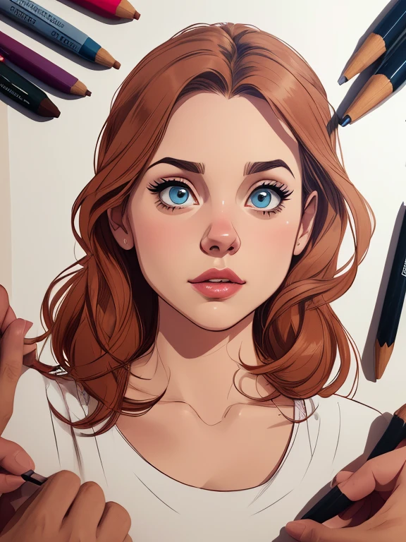 Personagem Christina Ricci omagem de desenho animado de uma mulher .cartoon style illustration, estilo de arte dos desenhos animados, estilo de arte dos desenhos animados, digital illustration style, design de personagens altamente detalhado, arte digital detalhada fofa, City fan art, Design de personagens de retrato, beautiful digital illustration, retrato de alta qualidade, Arte em quadrinhos, mulher jovem. expression of sexual desire white background