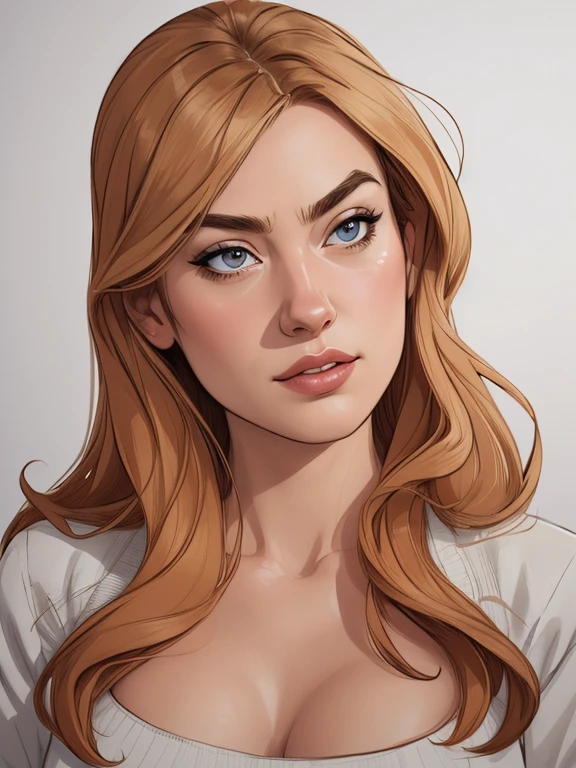 Personagem Yvonne Strahovski omagem de desenho animado de uma mulher .cartoon style illustration, estilo de arte dos desenhos animados, estilo de arte dos desenhos animados, digital illustration style, design de personagens altamente detalhado, arte digital detalhada fofa, City fan art, Design de personagens de retrato, beautiful digital illustration, retrato de alta qualidade, Arte em quadrinhos, mulher jovem. expression of sexual desire white background