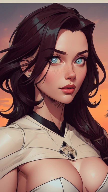 um close de uma mulher com seios muito grandes, alena aenami and artegerm, Lois van Baarle e Rossdraws, graphic artist artegerm, arte do personagem Charlie Bowater, artegerm. Alto detalhe, style artegerm, neoartcore e charlie bowater, extremely detailed artegerm, Charlie Bowater art style Cartoon style digital illustration