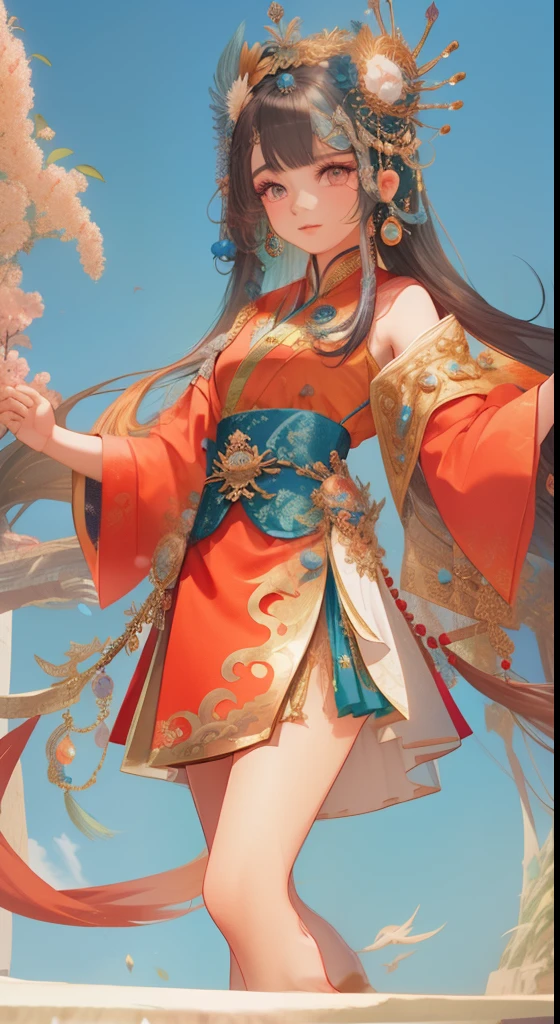 Dressed in fairy costume、Anime girl holding peacock, Inspired by Lan Ying, beautiful fantasy queen, xianxia fantasy, Beautiful youthful temperament, Inspired by PwC, Astral Fairy, Inspired by Zhu Lian, Queen of the Sea Mu Yanling, Chinese fantasy, heise jinyao, Bizarre fey traits, Inspired by Huang Shen