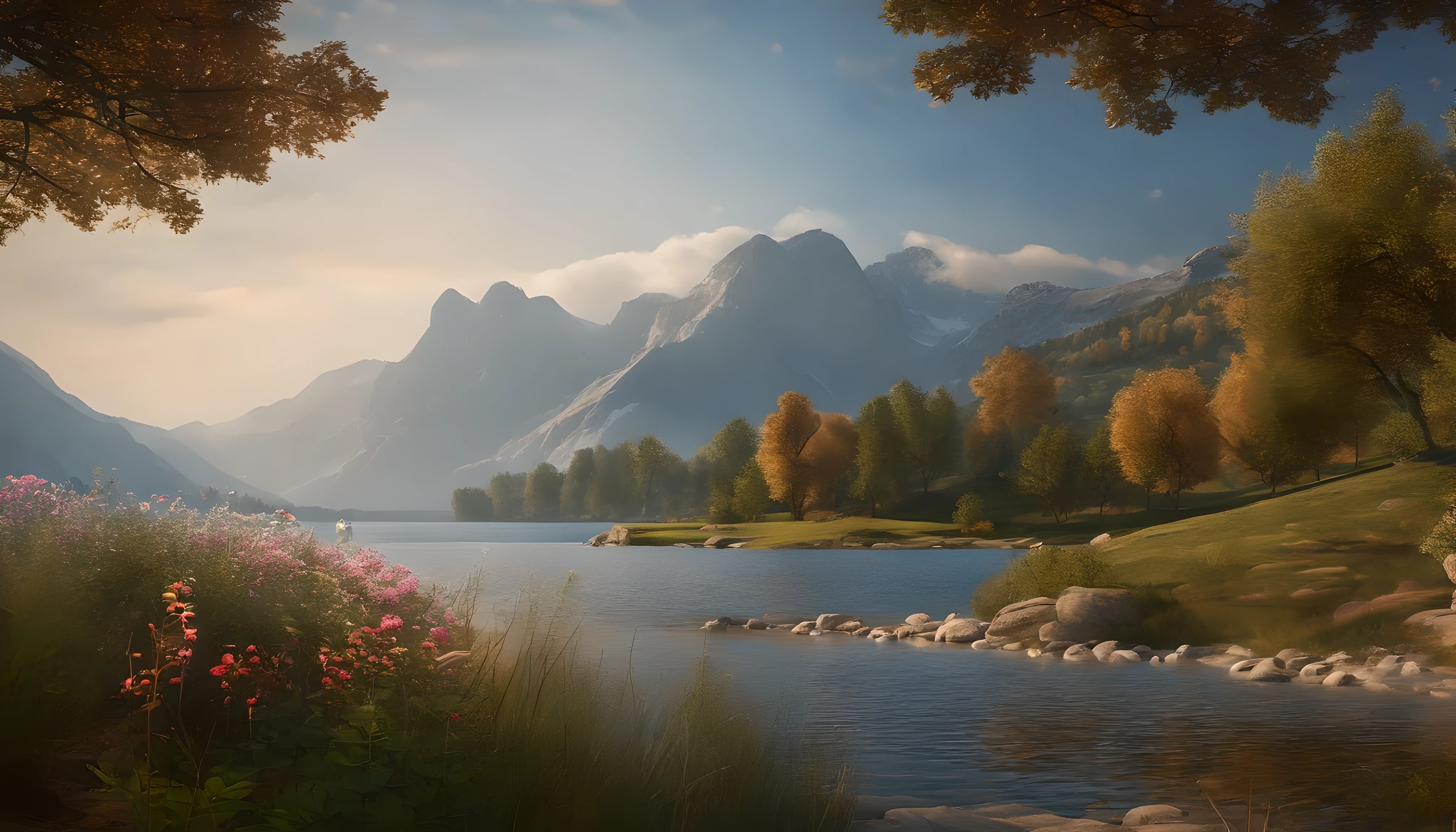 masterpiece, best quality, high quality, Extremely detailed CG unified 8k wallpaper, landscape, outdoor, Sky, cloud, Sky, no humans, Mountain, landscape, water, Tree, blue Sky, waterfall, cliff, nature, lake, river , cloudy skies, Award-winning photography, Bokeh, depth of field, high dynamic range, bloom, Color difference, photorealism, Very detailed, Popular topics on ArtStation, Trending on CGSociety, complex, high detail, dramatic, midway art