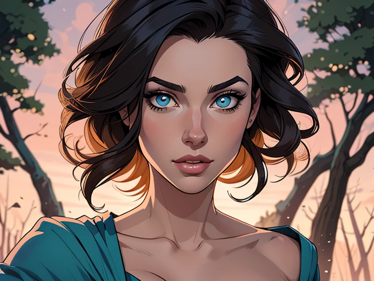 Personagem mulher ninja com marcas de guerras Imagem de desenho animado de uma mulher .cartoon style illustration, estilo de arte dos desenhos animados, estilo de arte dos desenhos animados, digital illustration style, design de personagens altamente detalhado, arte digital detalhada coragem, Forest fan art, Design de personagens de retrato, beautiful digital illustration, retrato de alta qualidade, Arte em quadrinhos, mulher jovem cabelo com transas lindas . Beautiful outlined eyes Medium large bust and wonderful sensual clothes. expression of sexual desire image from the waist to the head illustration