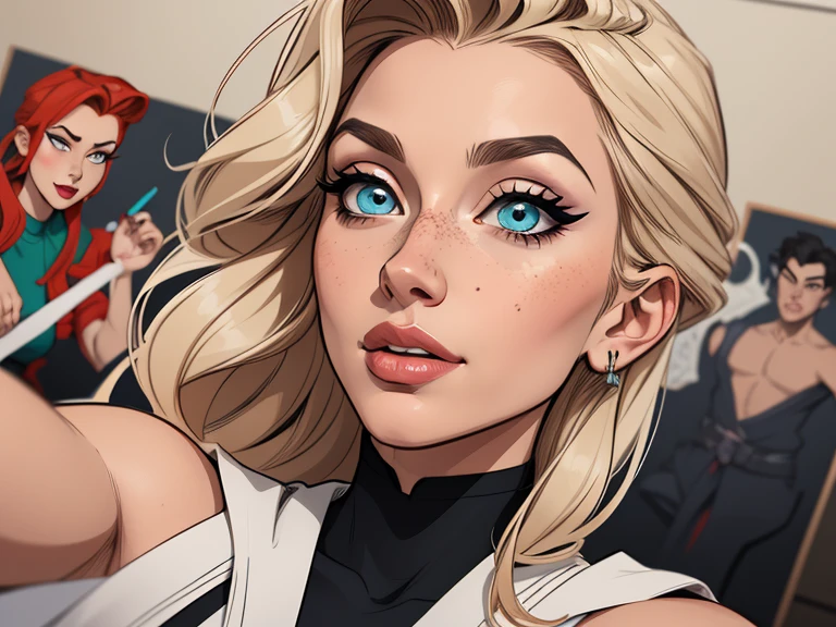 Personagem mulher ninja com marcas de guerras Imagem de desenho animado de uma mulher .cartoon style illustration, estilo de arte dos desenhos animados, estilo de arte dos desenhos animados, digital illustration style, design de personagens altamente detalhado, arte digital detalhada coragem, Forest fan art, Design de personagens de retrato, beautiful digital illustration, retrato de alta qualidade, Arte em quadrinhos, mulher jovem cabelo com transas lindas . Beautiful outlined eyes Medium large bust and wonderful sensual clothes. expression of sexual desire image from the waist to the head illustration
