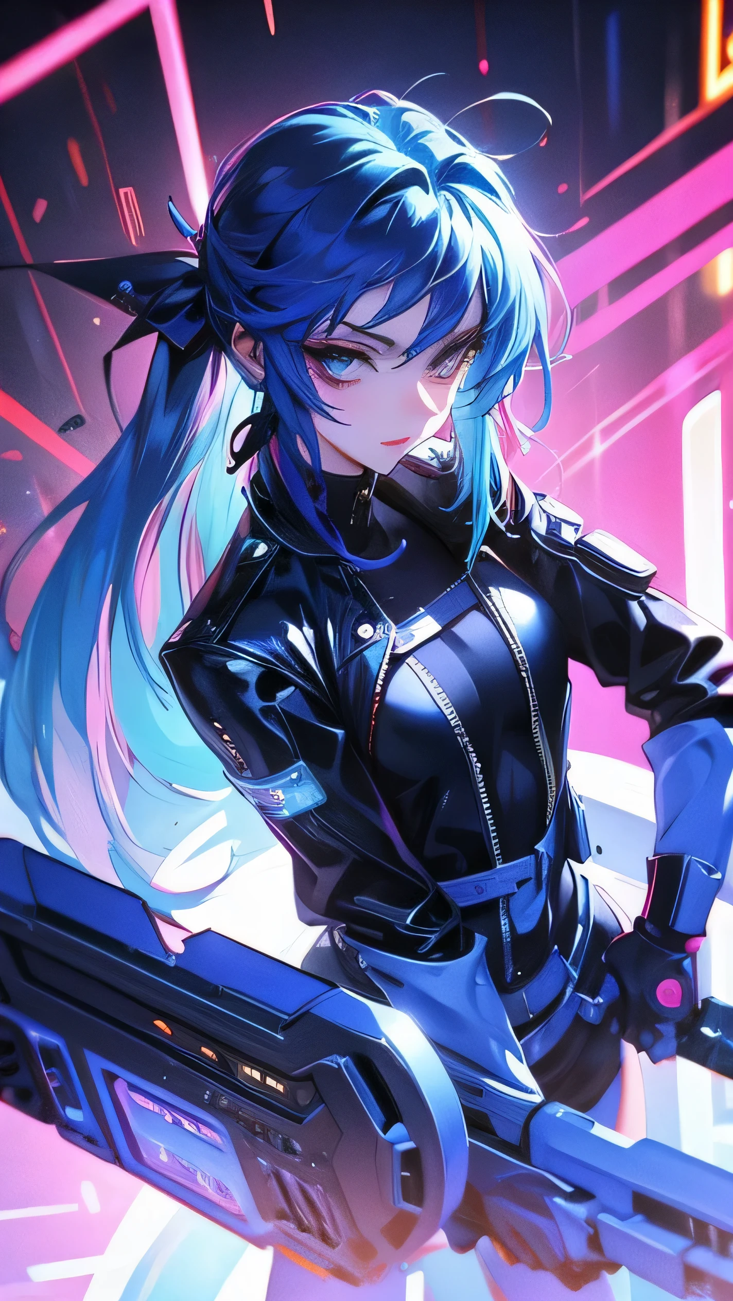 2d beautiful girl cyber punk