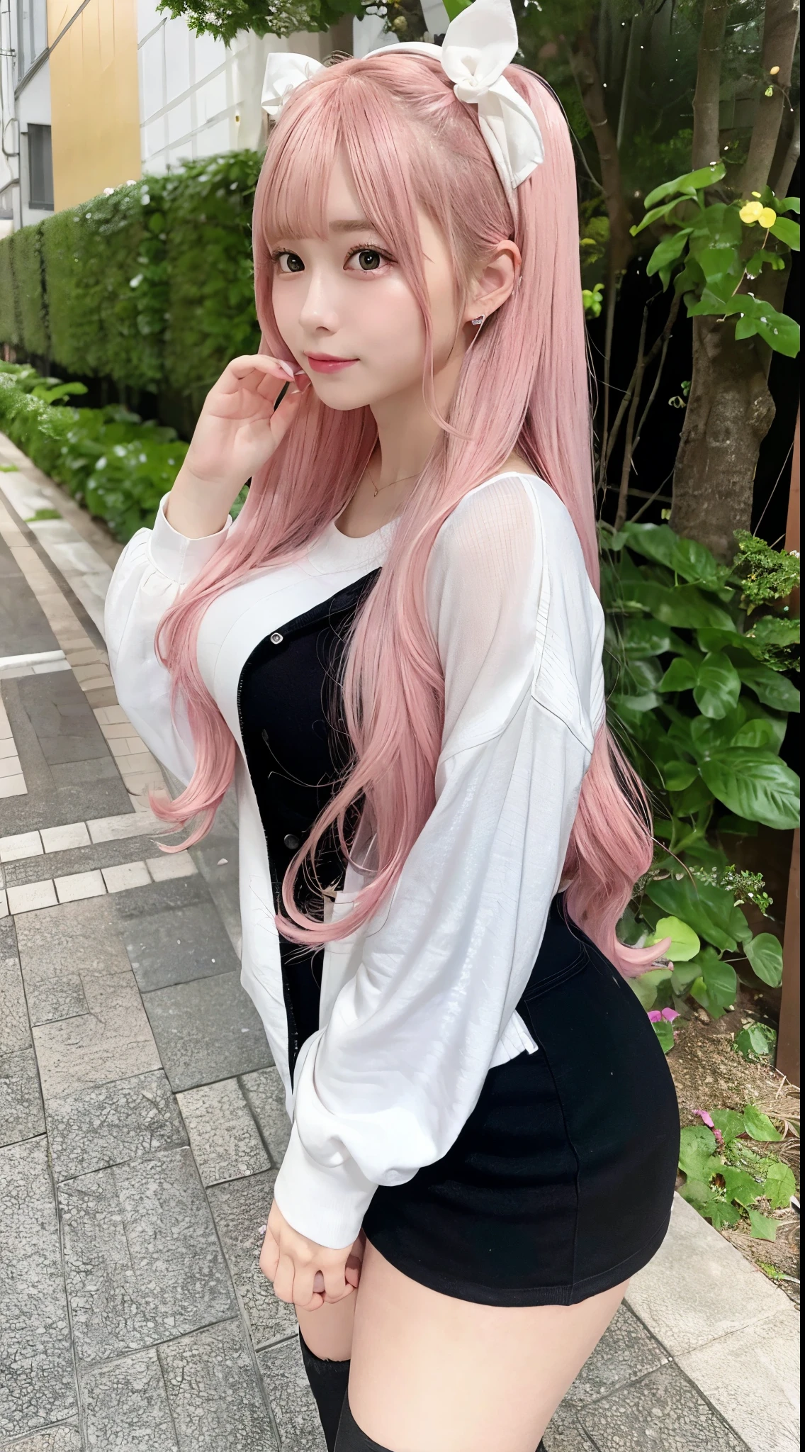 anime girl with long pink hair and very big breasts, anime girl, very beautiful girl, beautiful girl, 4K quality, perfect girl