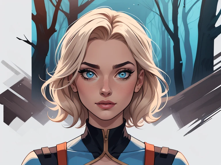 Personagem mulher ninja com marcas de guerras Imagem de desenho animado de uma mulher .cartoon style illustration, estilo de arte dos desenhos animados, estilo de arte dos desenhos animados, digital illustration style, design de personagens altamente detalhado, arte digital detalhada coragem, Forest fan art, Design de personagens de retrato, beautiful digital illustration, retrato de alta qualidade, Arte em quadrinhos, mulher jovem cabelo com transas lindas . Beautiful outlined eyes Medium large bust and wonderful sensual clothes. expression of sexual desire image from the waist to the head illustration