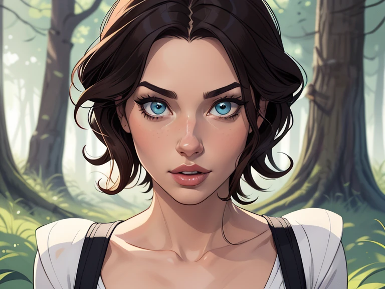 Personagem mulher ninja com marcas de guerras Imagem de desenho animado de uma mulher .cartoon style illustration, estilo de arte dos desenhos animados, estilo de arte dos desenhos animados, digital illustration style, design de personagens altamente detalhado, arte digital detalhada coragem, Forest fan art, Design de personagens de retrato, beautiful digital illustration, retrato de alta qualidade, Arte em quadrinhos, mulher jovem cabelo com transas lindas . Beautiful outlined eyes Medium large bust and wonderful sensual clothes. expression of sexual desire image from the waist to the head illustration 