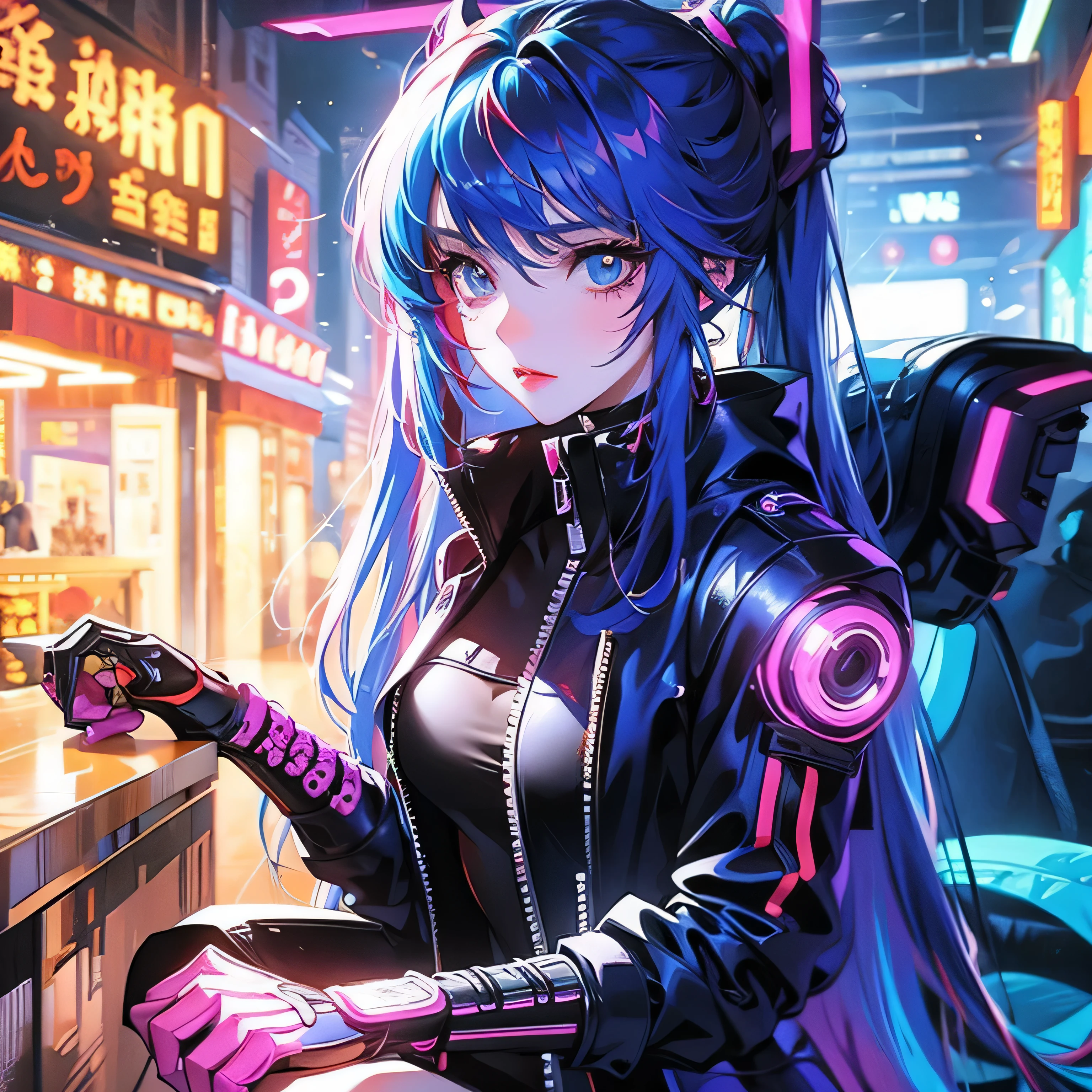 2d beautiful girl cyber punk