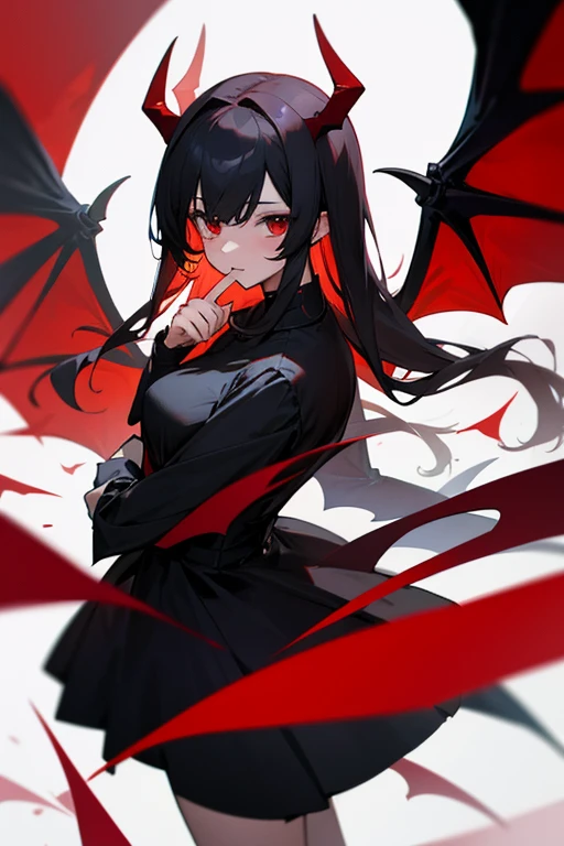devil、bat wings、black and red dress、3×3