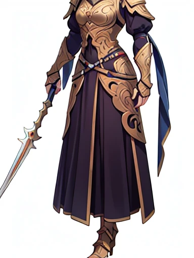 high fantasy clothes, ((white background)), full body, warrior, female, solo,