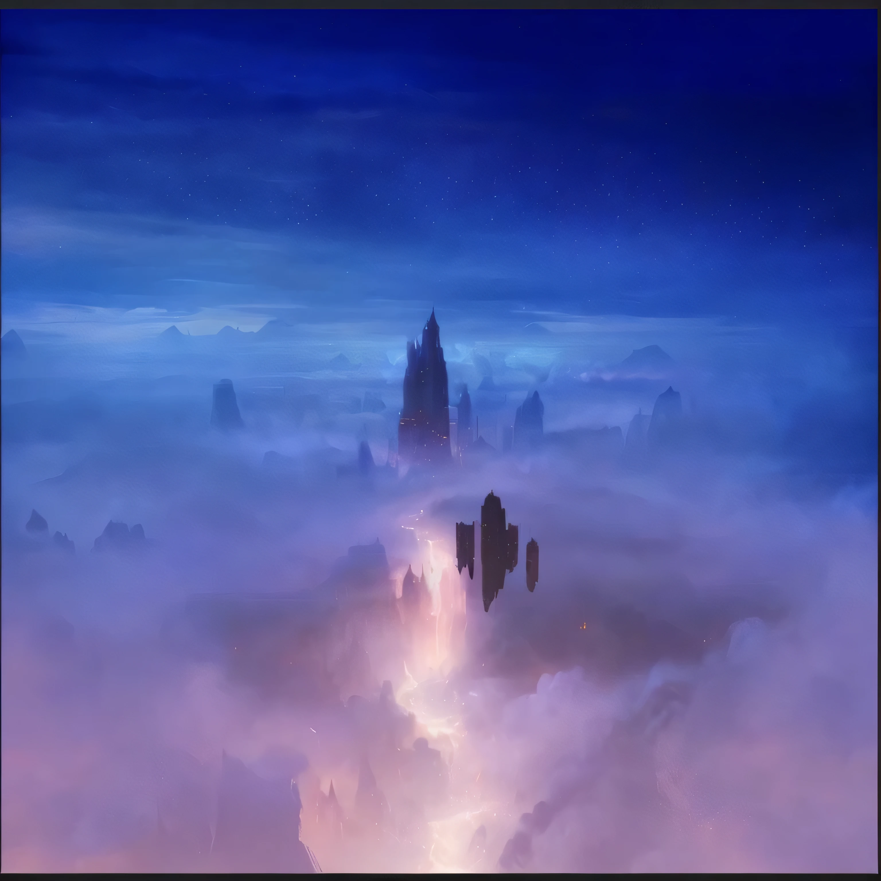 there is a picture of a painting of a city in the sky, matte painting arcane dota pixar, dota matte painting concept art, dota! matte painting concept art, concept art stunning atmosphere, dreamy matte painting, wlop and rhads, fantasy matte painting,cute, atmospheric fantasy sky, luminescent matte painting, high fantasy matte painting, beautiful concept art