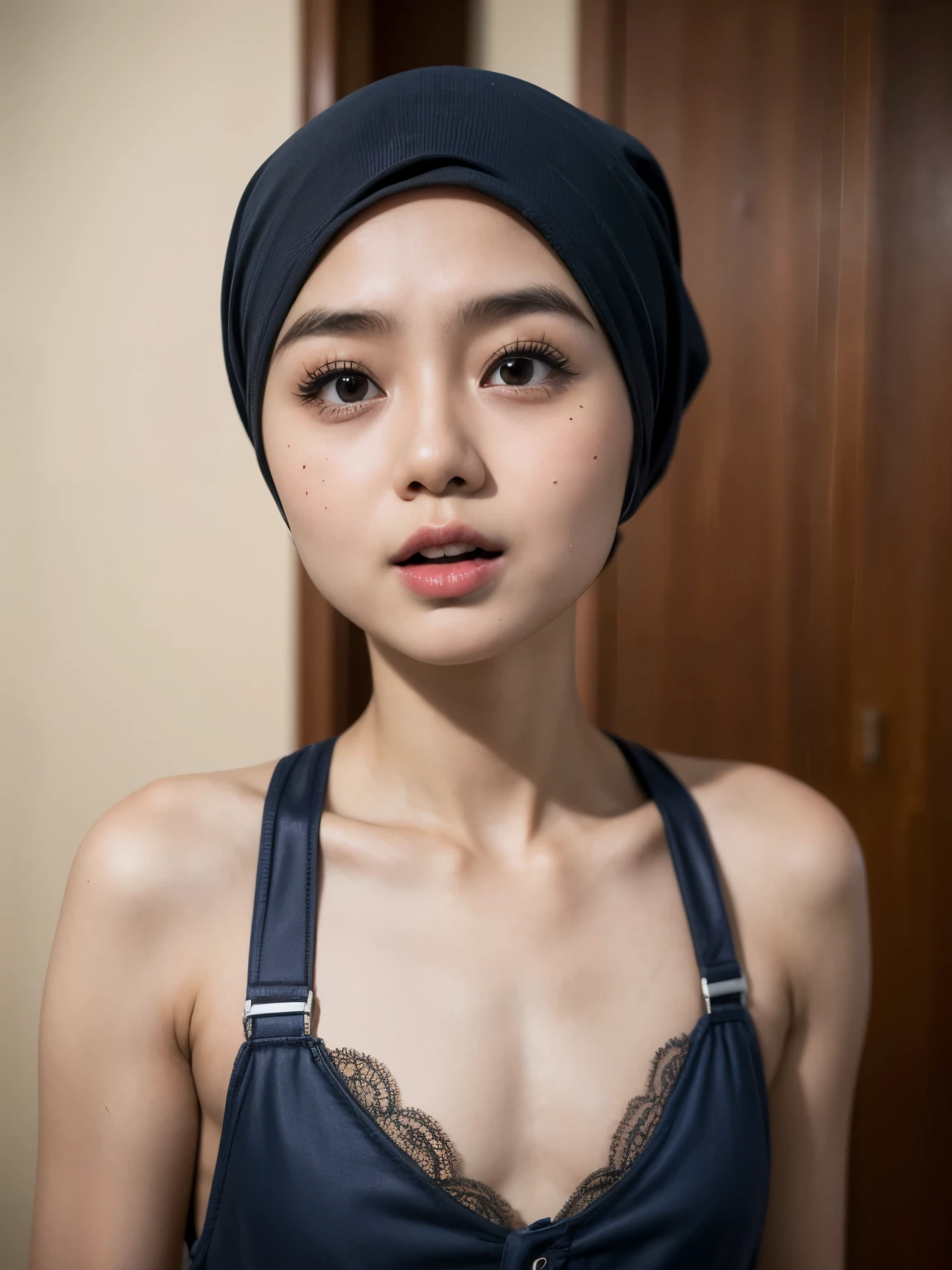 (Malay), (Wearing Suspender), Very cute and -like face, Power puff girl, Naked, Angry pose, Angry face, (((HIJAB MALAY GIRL))), masutepiece, High quality, UHD 45K, Realistic face, Realistic skin feeling , A Japanese Lady, 8 yearVery cute and baby-like fac((FLAT CHEST))), (MATRIX WORLD), ((look In front  at the camera and SADNESS)), ((())), (((CUTE GIRL))), ((ORANGE LIPS)), ((NUDE LINGERIE)),  ((CHUBBY)), ((UNDRESS)).