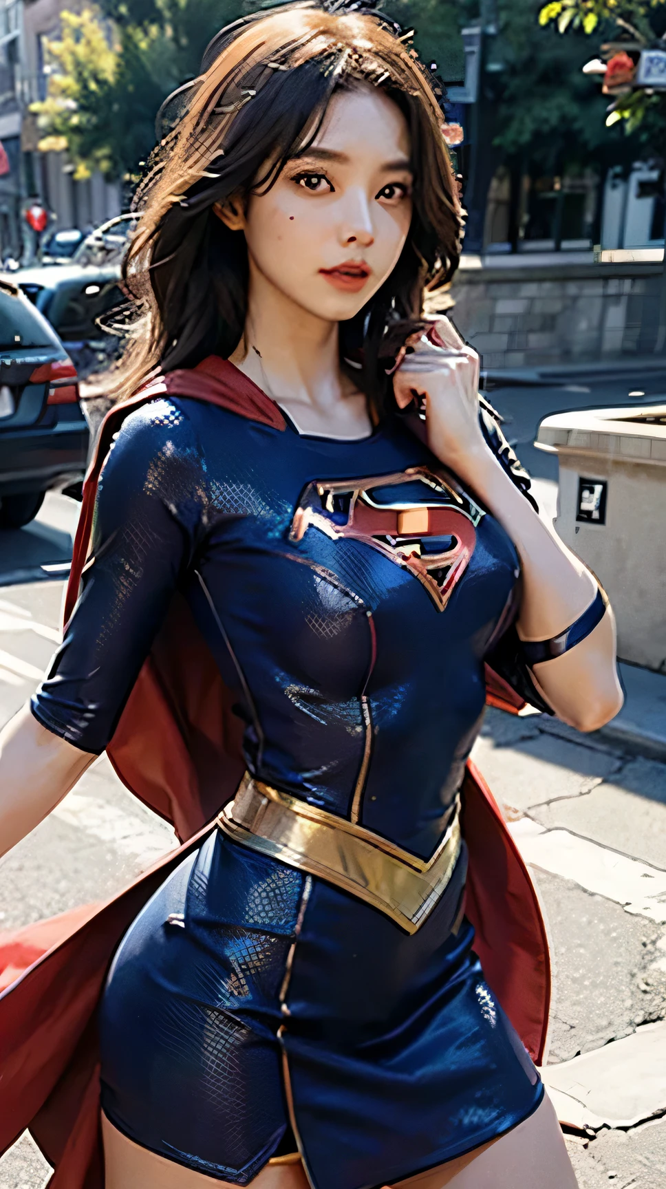 Woman body set big breasts, Supergirl costume dress