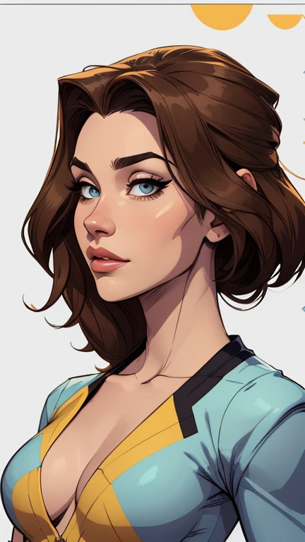 estilo de desenho animado:1.2), Dominika Paleta mulher Imagem de desenho animado de uma mulher , roupas sensuais , garota super fofa, authoritarian would be facial expressioncartoon style illustration, estilo de arte dos desenhos animados, estilo de arte dos desenhos animados, digital illustration style, design de personagens altamente detalhado, arte digital detalhada fofa, City fan art, design de personagem retrato, beautiful digital illustration, retrato de alta qualidade, arte em quadrinhos, retrato do design do personagem, white background Buso without clothes and medium breasts, beautiful and symmetrical body curves