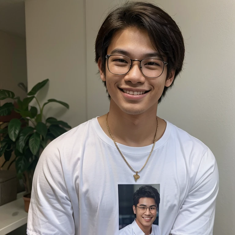 filipino male 19years old looks like park solomon with glasses smiling lowkey posing