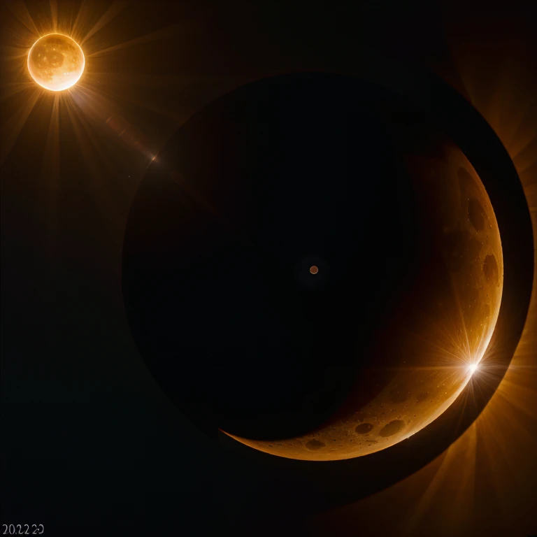 Uma foto realista de eclipse solar, Mathematics letter pi symbol appearing, highlight the year 2023 and the mathematical word of life