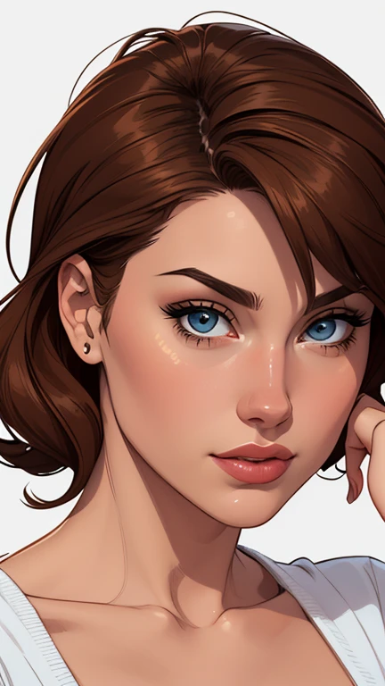 estilo de desenho animado:1.2), Dominika Paleta mulher Imagem de desenho animado de uma mulher , roupas sensuais , garota super fofa, authoritarian would be facial expressioncartoon style illustration, estilo de arte dos desenhos animados, estilo de arte dos desenhos animados, digital illustration style, design de personagens altamente detalhado, arte digital detalhada fofa, City fan art, design de personagem retrato, beautiful digital illustration, retrato de alta qualidade, arte em quadrinhos, retrato do design do personagem, white background Buso without clothes and medium breasts, beautiful and symmetrical body curves
