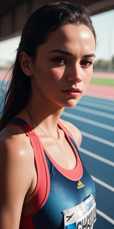 beautiful mature Swedish college girl, in track outfit, outside on track field, ((slim, petite)), photorealistic, photo, masterpiece, realistic, realism, photorealism, high contrast, photorealistic digital art trending on Artstation 8k HD high definition detailed realistic, detailed, skin texture, hyper detailed, realistic skin texture, armature, best quality, ultra high res, (photorealistic:1.4),, high resolution, detailed, raw photo, sharp re, by lee jeffries nikon d850 film stock photograph 4 kodak portra 400 camera f1.6 lens rich colors hyper realistic lifelike texture dramatic lighting unrealengine trending on artstation cinestill 800,