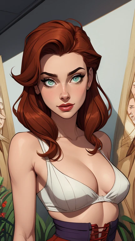 Personagem mulher PinUp dos anos 30 com marcas de guerras Imagem de desenho animado de uma mulher .cartoon style illustration, estilo de arte dos desenhos animados, estilo de arte dos desenhos animados, digital illustration style, design de personagens altamente detalhado, arte digital detalhada coragem, Forest fan art, Design de personagens de retrato, beautiful digital illustration, retrato de alta qualidade, Arte em quadrinhos, mulher jovem cabelo com transas lindas . Beautiful lined eyes Medium large bust and wonderful sexy clothes. image expression of sexual desire from the waist to the head illustration