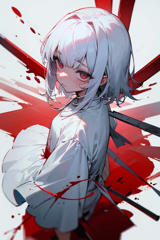 white dress、blood return、Bloody knife、blank face、3×3