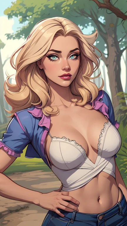 Personagem mulher PinUp dos anos 30 com marcas de guerras Imagem de desenho animado de uma mulher .cartoon style illustration, estilo de arte dos desenhos animados, estilo de arte dos desenhos animados, digital illustration style, design de personagens altamente detalhado, arte digital detalhada coragem, Forest fan art, Design de personagens de retrato, beautiful digital illustration, retrato de alta qualidade, Arte em quadrinhos, mulher jovem cabelo com transas lindas . Beautiful lined eyes Medium large bust and wonderful sexy clothes. image expression of sexual desire from the waist to the head illustration