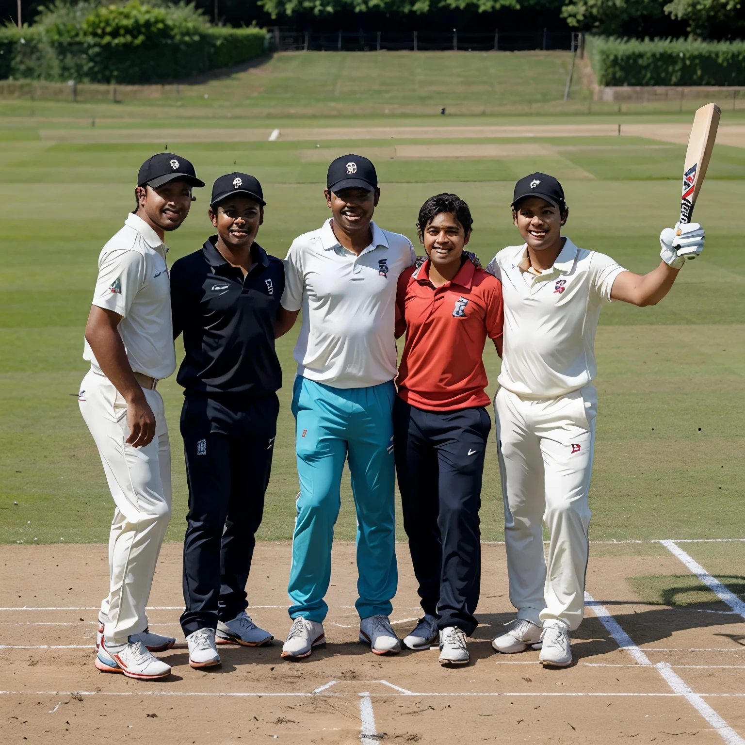 Me and my friends playing cricket 