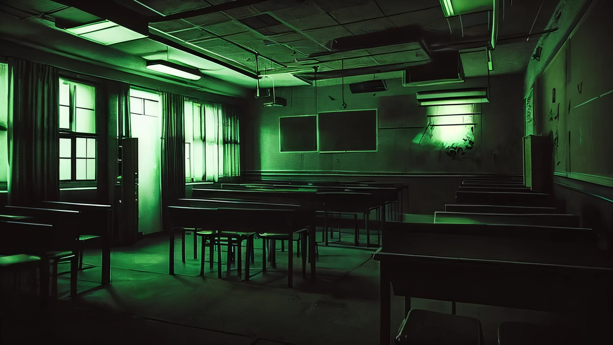 classroom, late night, darkness, horror, fear, alone, boy, Japanese, laughing, creepy, crazy, night, pitch black