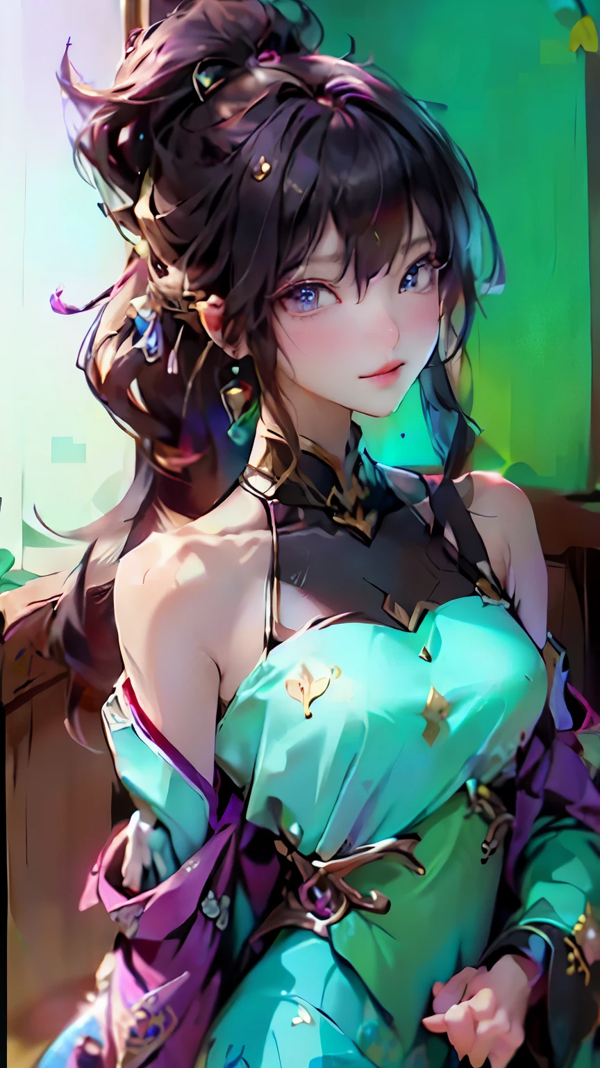 hyper realistic, ultra detailed photograph of a barbarian woman, ((Jade ocean:1.25)), golden jewelry, shiny, sunlight fractal details, (Anna Steinbauer:1.5), depth of field, HOF, hall of fame, detailed gorgeous face, apocalyptic environment, natural body posture, professional photographer, captured with professional DSLR camera, trending on Artstation, 64k, ultra detailed, ultra accurate detailed, bokeh lighting, surrealism, Thomas Kinkade background, urban, ultra unreal engine, ((Pauline Voß)), ((Pascal Quidault)), ((Anna Helme)), Martina Fackova, intricate, epic, freckles, peach fuzz, detailed mascara