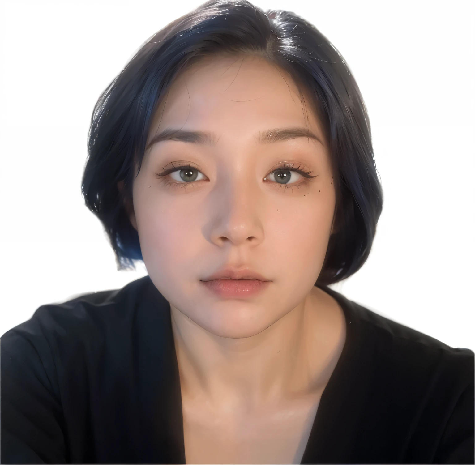 blue hair, short hair, long eyelashes, best quality, super detail