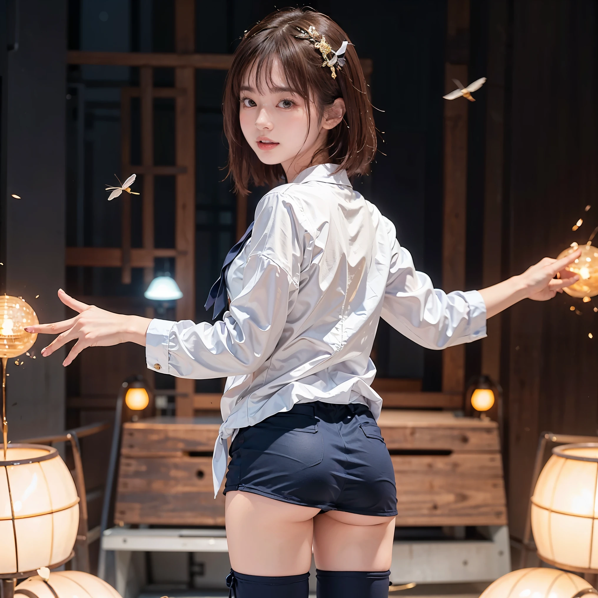 sailor suit、embarrassing、one beautiful woman、detailed face、fine hands、thin legs、(debris flies, highest quality:1.2), 8K, official art, chest、cute、I can see your pants、pull the skirt、 planet, trending on cgstation, 太陽系外planet, official art, mar planet,  Sakimi-chan, Five Fingers Photos&#39;body of, Full body Esbian、sailor suitの美しさ、cool look、 (masterpiece) (highest quality) (get used to it) (8K) (movie lighting) (sharp focus) (complicated)black hair、************、小さいchest、laughter、incredibly stupid, (beautiful girl, cute face, turn back, gold ornaments in hair、naked、chestのクローズアップ, gardenia, Viola family, space , looking at the viewer, film grain, chromatic aberration, オッパイsharp focus, face light, dynamic lighting, cinematic lighting, get used to itな目と顔, (cute tie、1 part:1.2)