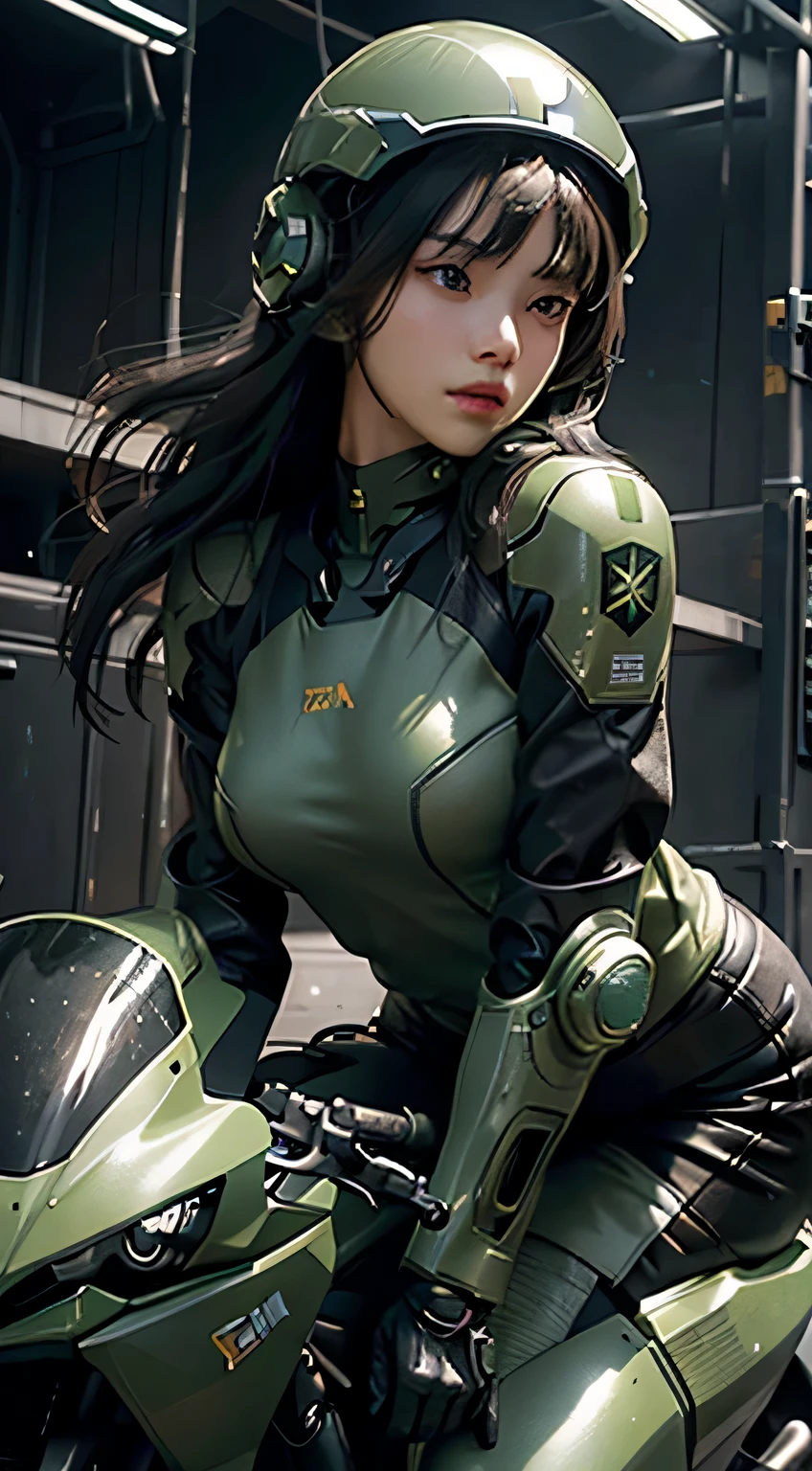 Bodysuits、armor、Kaiju 8、Girl、18-year-old、Black Hair、Moderate bust。
