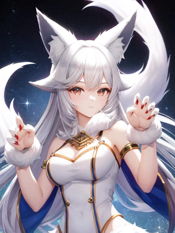 (Masterpiece)、(top-quality)、((ultra-detailliert))、(Super delicate)、naughty fox girl、Beautiful breasts、Futomo、mystical、Fantastical