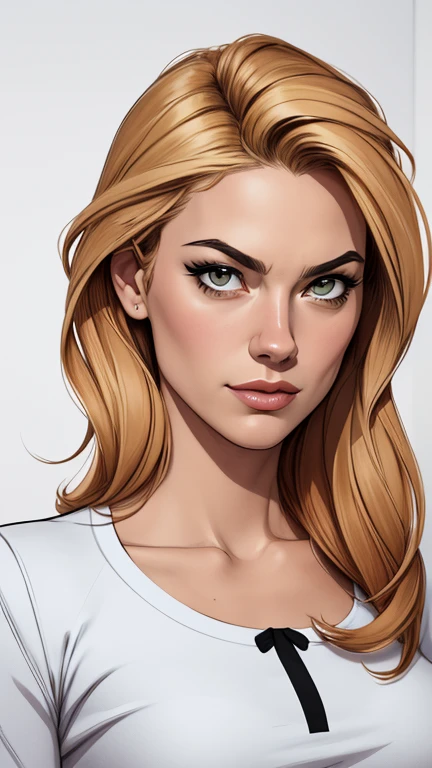 estilo de desenho animado:1.2), Yvonne Strahovski mulher Imagem de desenho animado de uma mulher , roupas sensuais , garota super fofa, authoritarian would be facial expressioncartoon style illustration, estilo de arte dos desenhos animados, estilo de arte dos desenhos animados, digital illustration style, design de personagens altamente detalhado, arte digital detalhada fofa, City fan art, design de personagem retrato, beautiful digital illustration, retrato de alta qualidade, arte em quadrinhos, retrato do design do personagem, white background Buso without clothes and medium breasts, beautiful and symmetrical body curves
