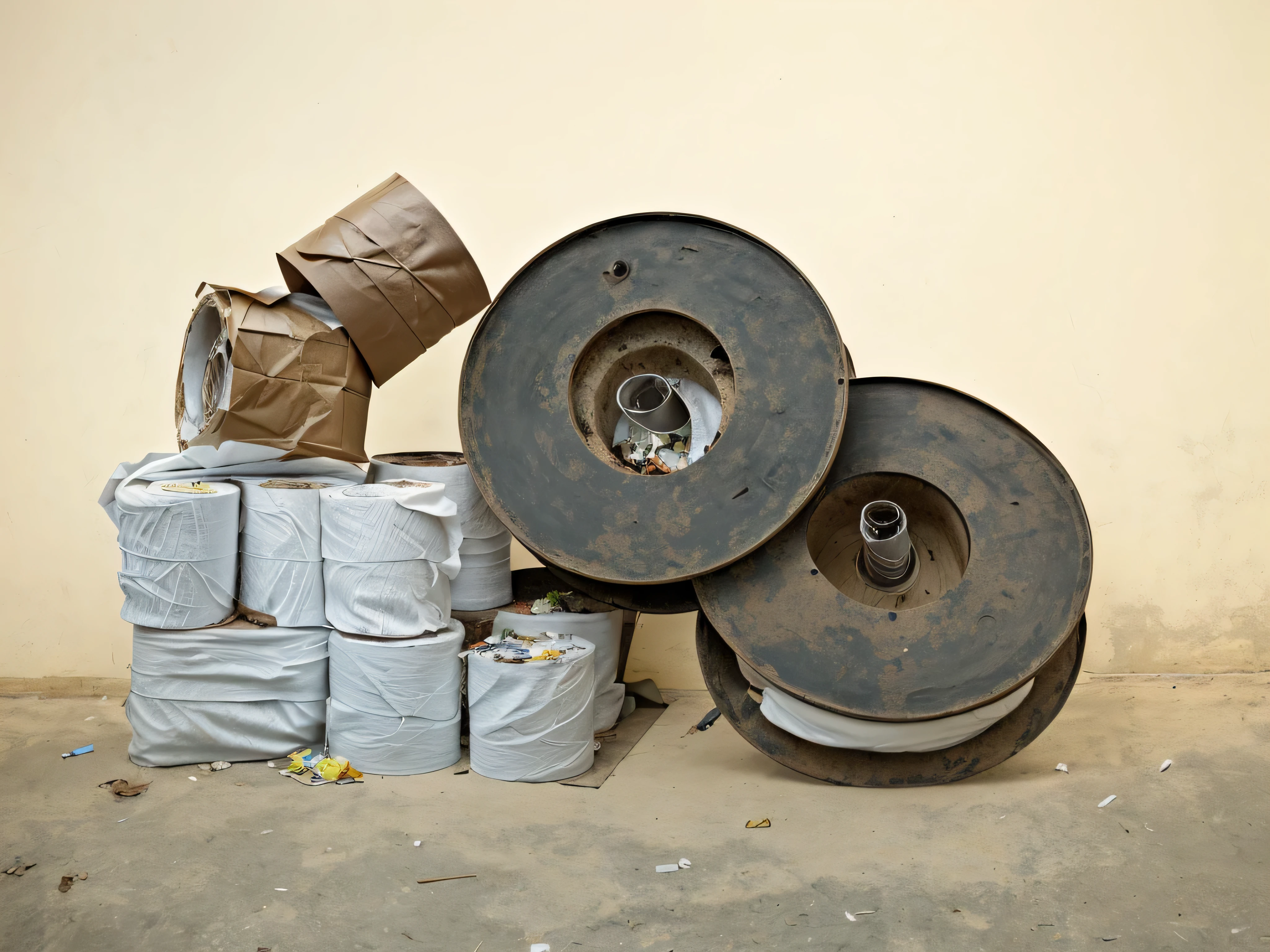 Lots of toilet paper and a roll of toilet paper, free parts, metal Rust and plaster materials, Rust and plaster materials, Inspired by Zhang Kechun, free, author:Attila Mesleni, piles of Rubbish, Used tape, Nadav Khand, hdpe, author:Paul Davis, Rubbish, Alexei Egorov